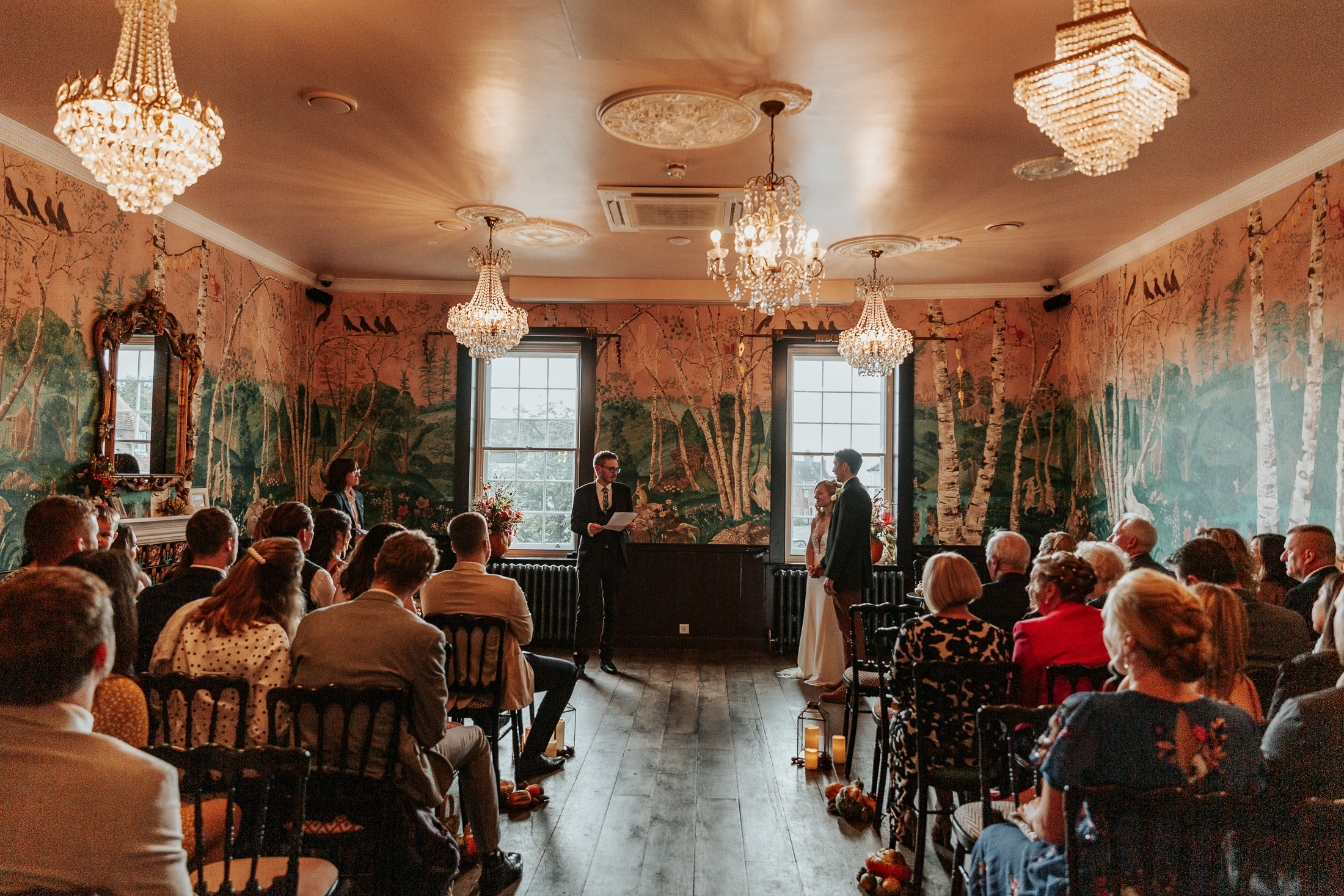 The ceremony room at The Bell in Ticehurst during Maddie & Will's ceremony