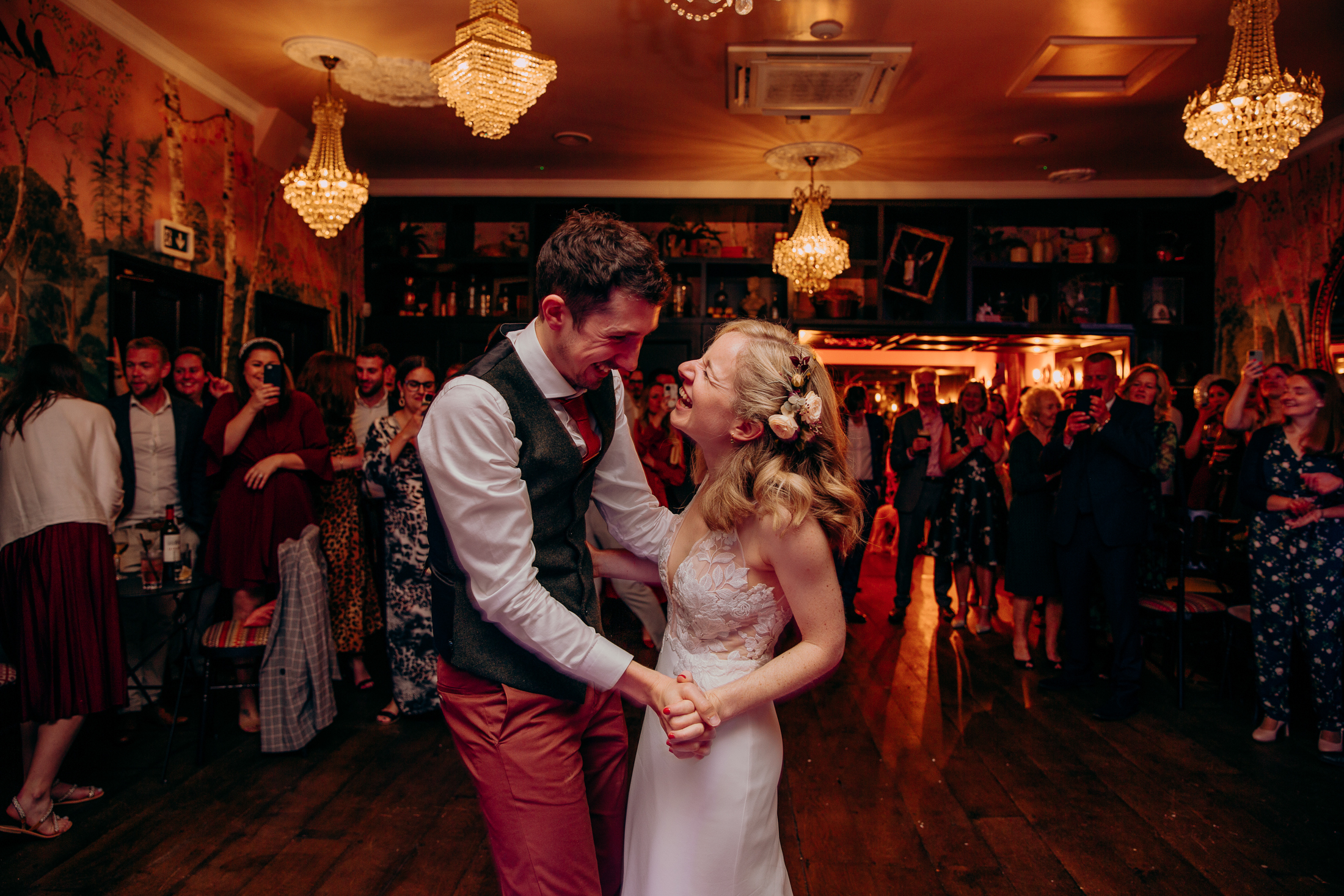 Maddie and Will during their first dance at The Bell in Ticehurst
