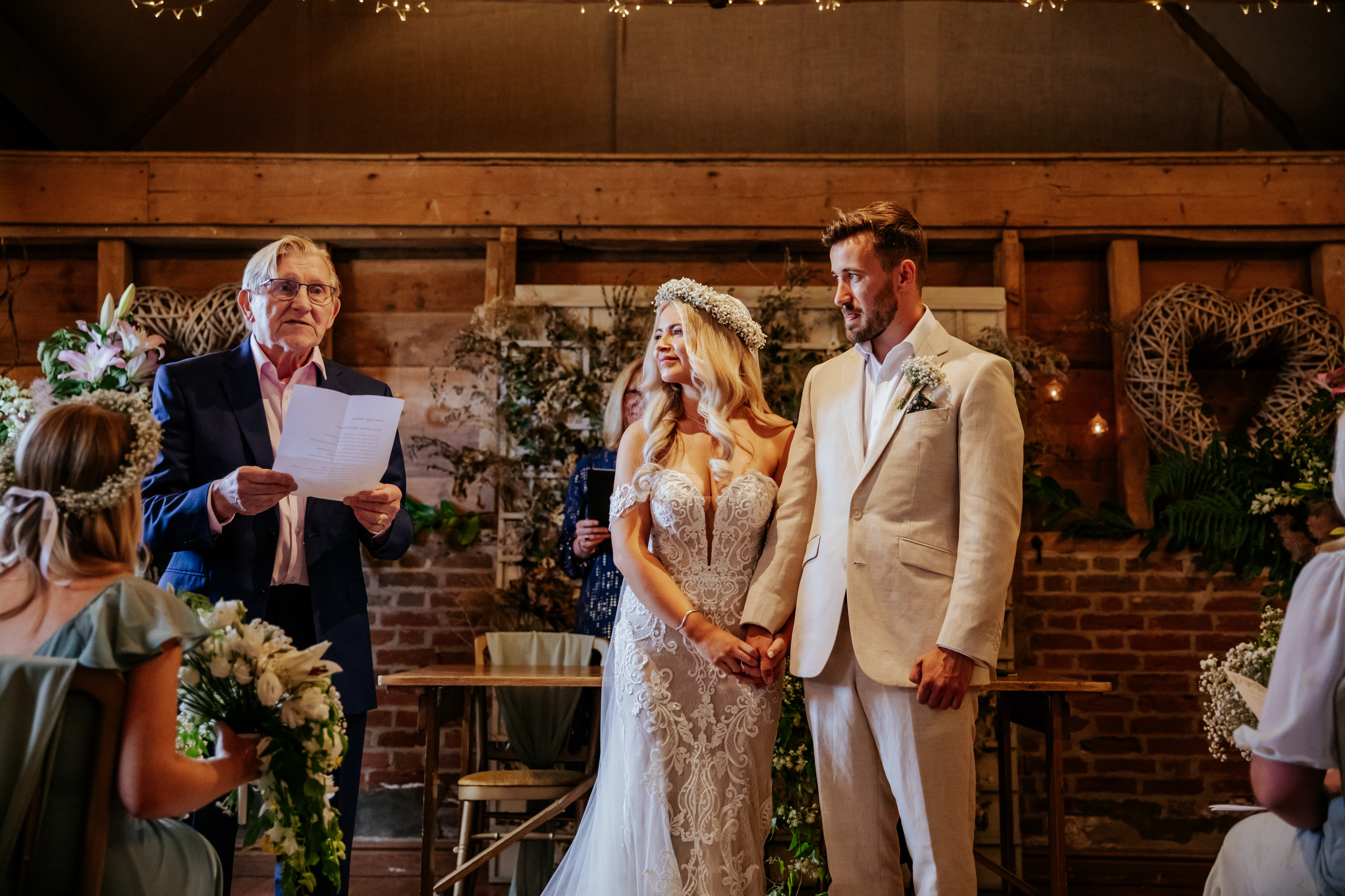 Grandad reads a poem during the wedding ceremony